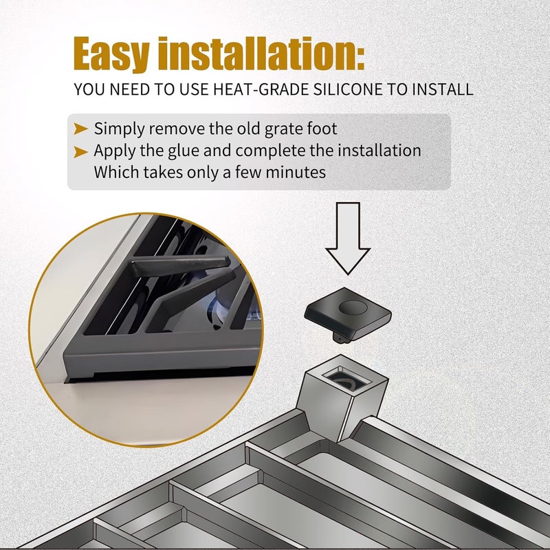 AQBB 8 Packs 826885 Stove Rubber Feet Compatible with Wolf CG Series Gas Cooktop Range Burner,Gas Cooktops Burner Grate Pad Fit for CG304T/S CG304P/S CG365P/S CG365T/S And More - Image 5